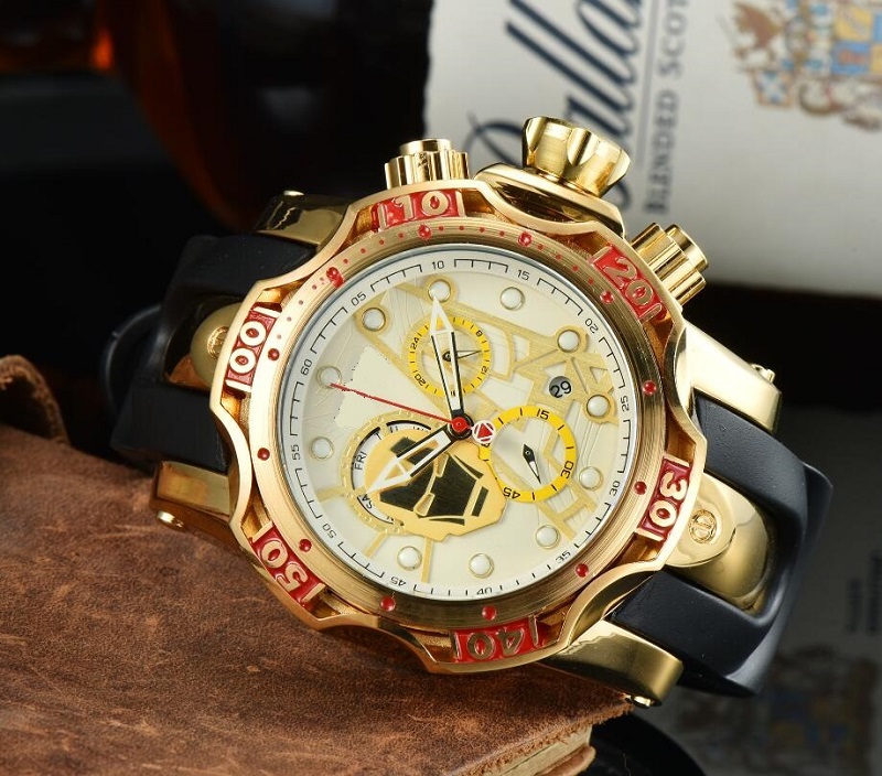 

Top Quality Mens Red Black Watch Montre homme Silicone Quartz wristwatches Man Fashion Waterproof Sports Luxury Big Skeleton Dial Designer M, Slivery;brown