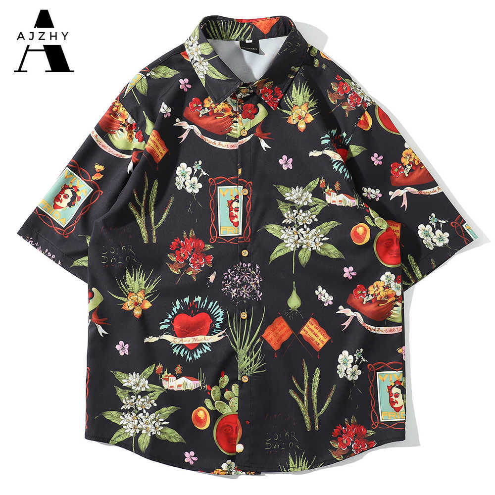 

Aloha Casual Print Short Sleeve Shirt Men Summer Fashion Harajuku Beach Women Hawaii s Mens Floral Ukiyo E Tops 210721, Yellow