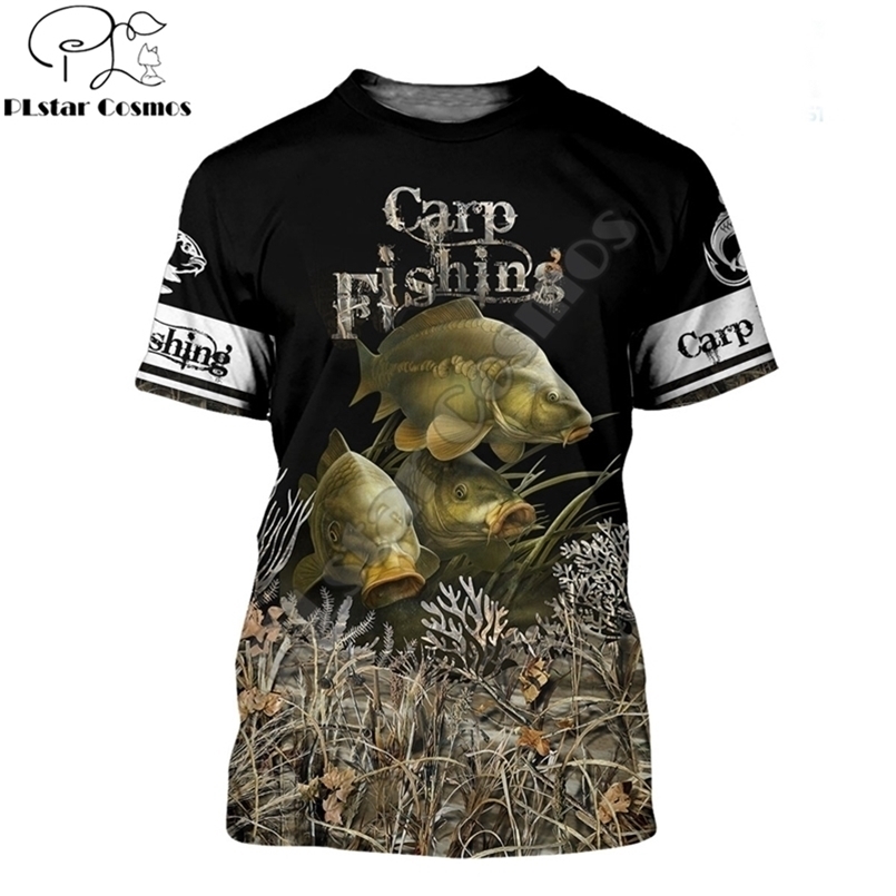 

summer Fashion Men t shirt Carp fishing / Hunting deer and Bear 3D Printed T s Unisex Harajuku Casual tee tops 210716