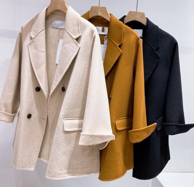 

classic Women' Cashmere Suits Blazers Christian Studio Luxury designer Wool blend coat, White