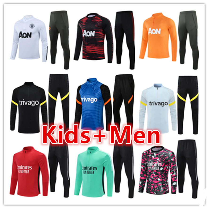 

21 22 mens + kids football training suit tracksuits set 2021 2022 men designer soccer tracksuit jacket jogging sets kit
