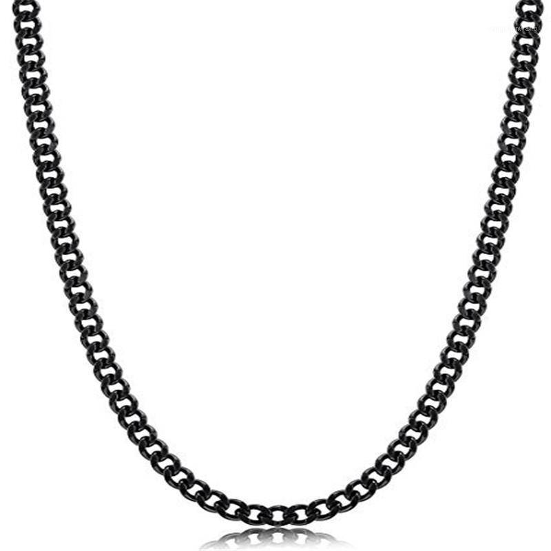 

Chains 60cm Stainless Steel Chain Necklace For Men Women Curb Cuban Link Black Color Punk Choker Fashion Male DIY Jewelry Gift