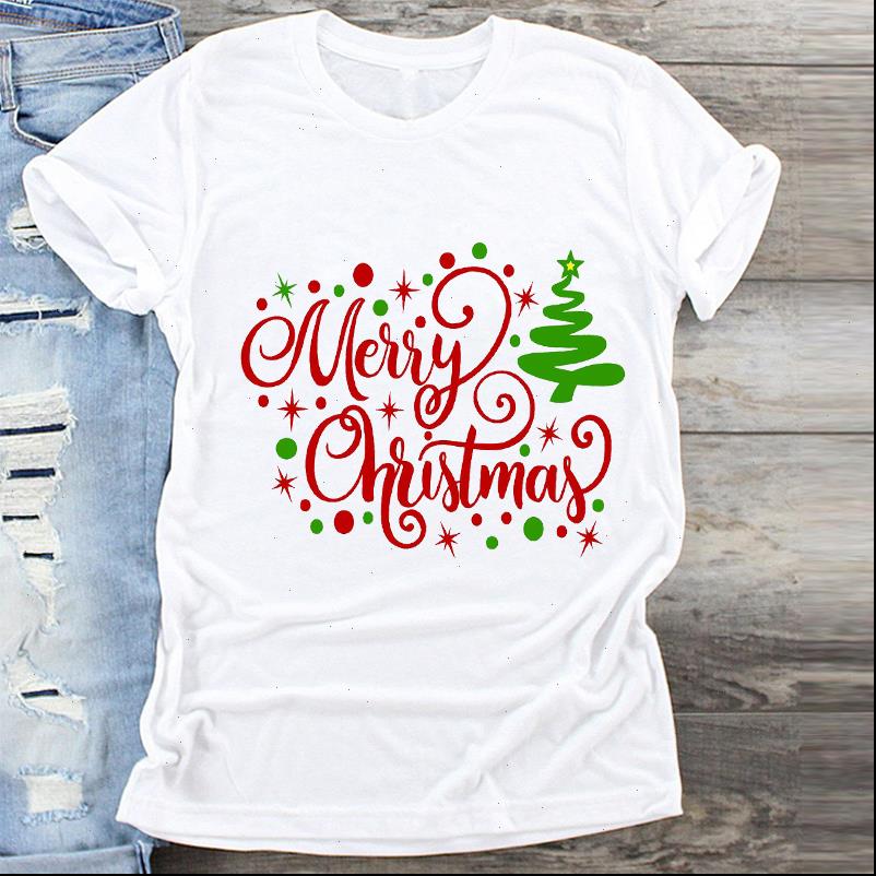 

Womens Tops Women Letter Tree Snowflake Winter Fashion Merry Christmas Print Clothes Graphic Female Tshirts Top T Shirt Ladies Tee, White