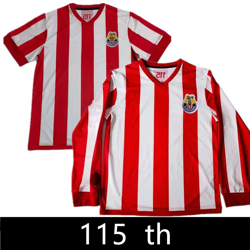 

20 21 115th Anniversary Chivas soccer jerseys Long sleeve 2021 liga mx Guadalajara Home away BRIZUELA 115 year football shirt Men Women kids kit uniforms, Picture
