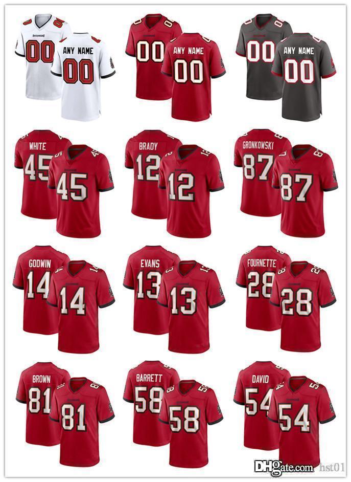 

custom women Men Tampa Bay Buccaneer 12 Tom Brady 14 Chris Godwin 87 Rob Gronkowski 45 Devin White 13 Evans Football Jerseys, Black;red