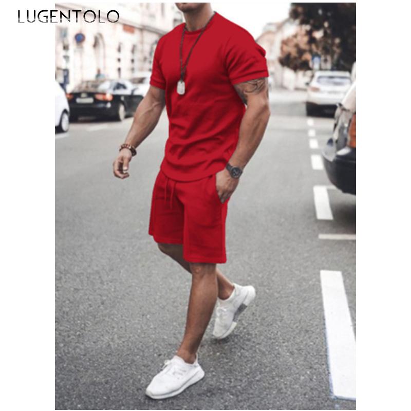 

Men's Tracksuits Men Casual Set Summer Short Sleeve Round Neck Solid T-shirt Tops Pocket Elastic Waist Shorts Sports Street Thin Sets, Green
