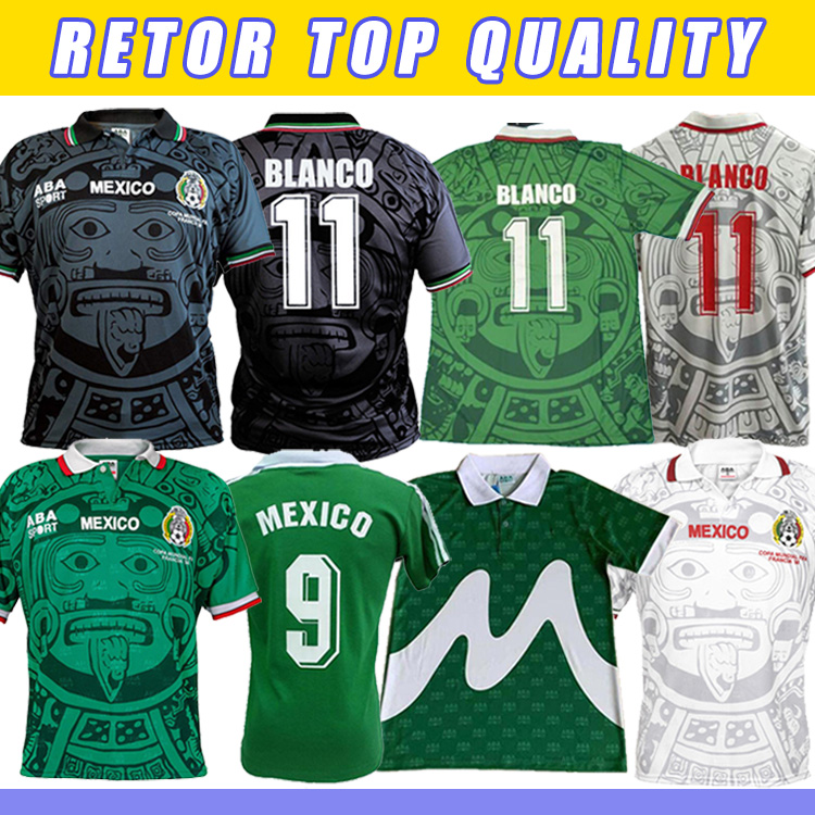 

1998 1987 MEXICO RETRO VINTAGE BLANCO soccer jerseys uniforms Football shirt Embroidery camiseta futbol, Black;yellow