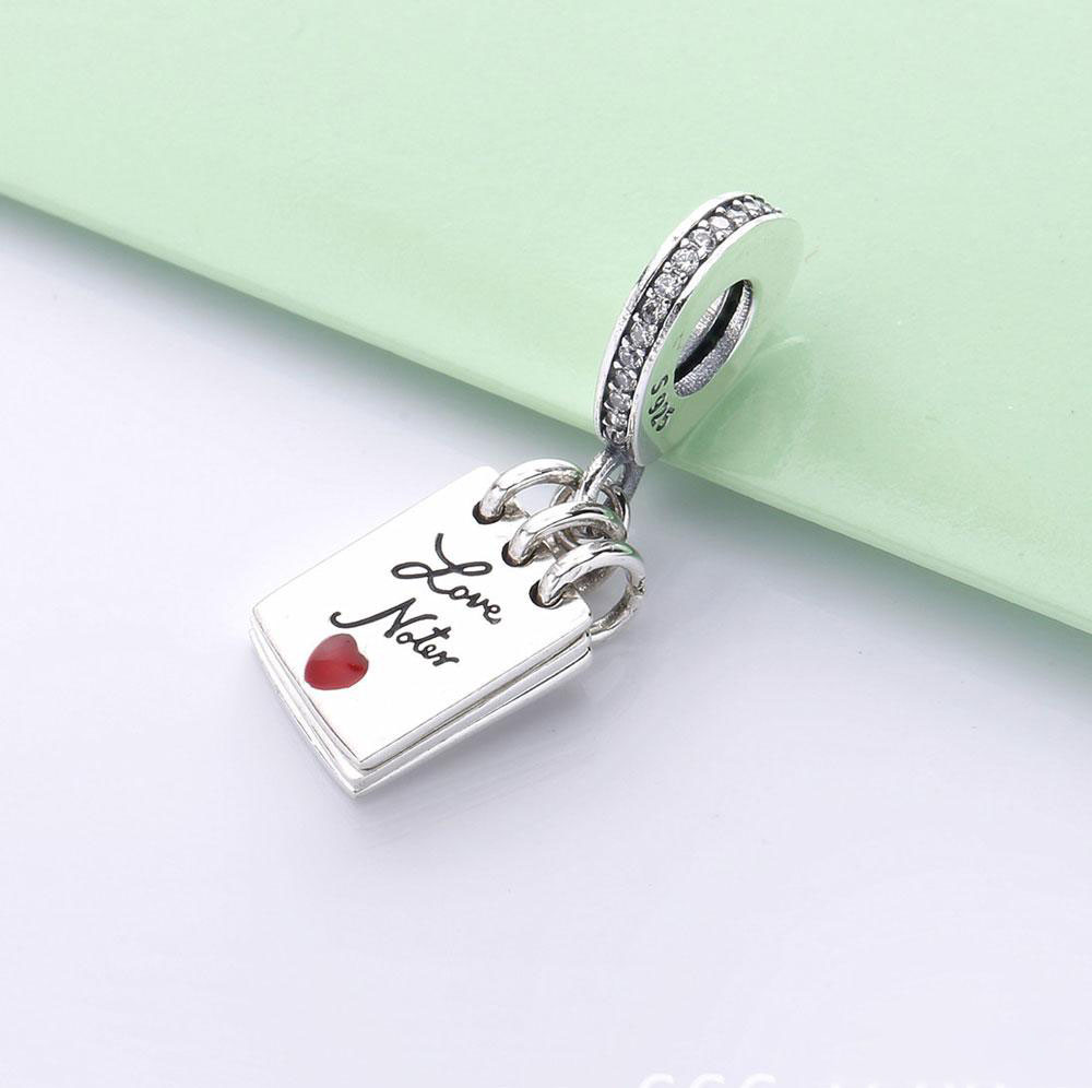 

2022 New 925 Sterling Silver Valentine's Day Love Note Pendant Charm Bead Fits European Jewelry Charm Bracelets
