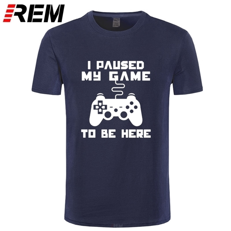 

I Paused My Game To Be Here Men T-shirt Funny Video Gamer Gaming Player Humor Joke T Shirts Letter Print Tops 210716, Blue red