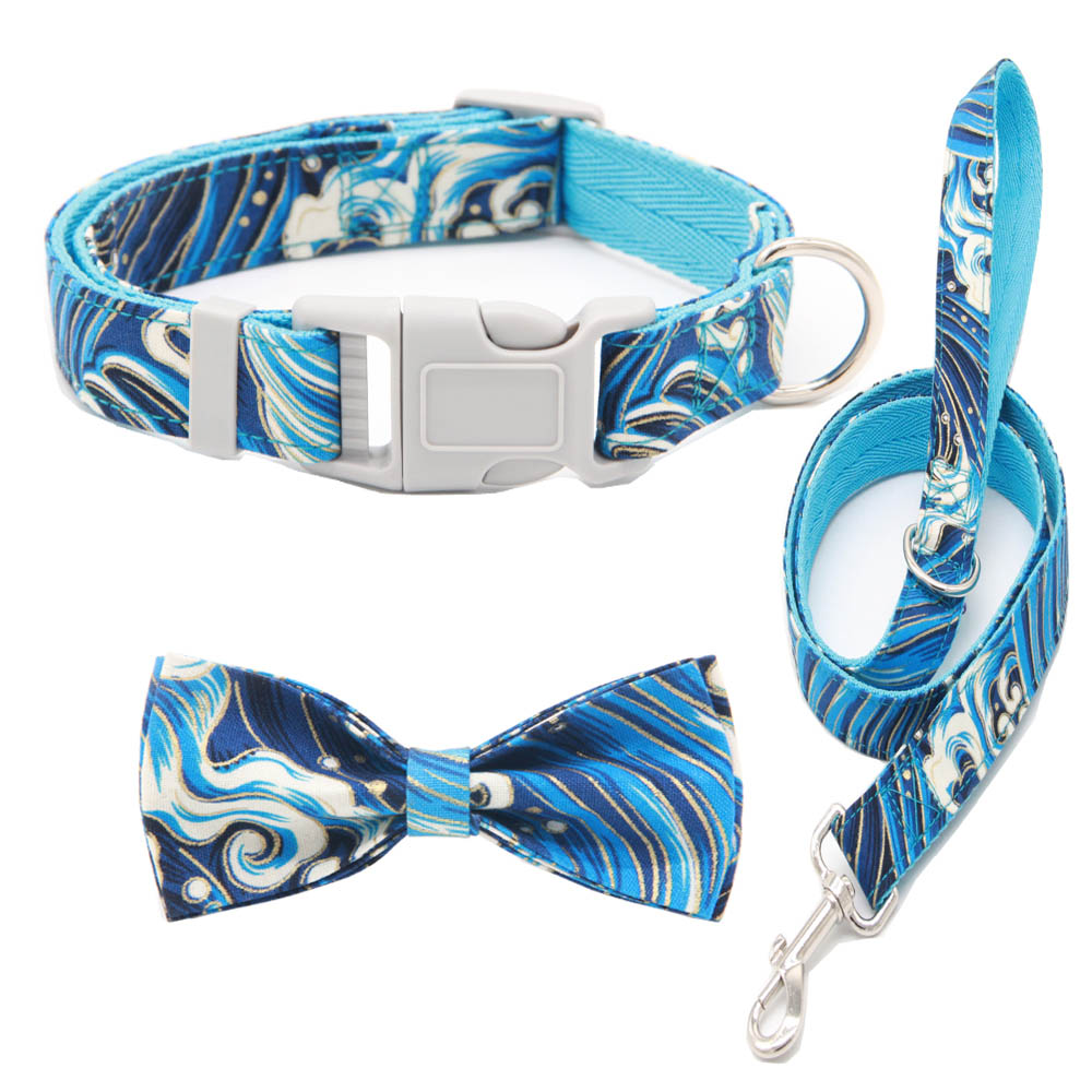 

Dog Leash Leashes Set Adjustable Collar Collars With Cute Printed Bow Tie For Small Medium Large Dogs Pitbull Bulldog Pugs Beagle