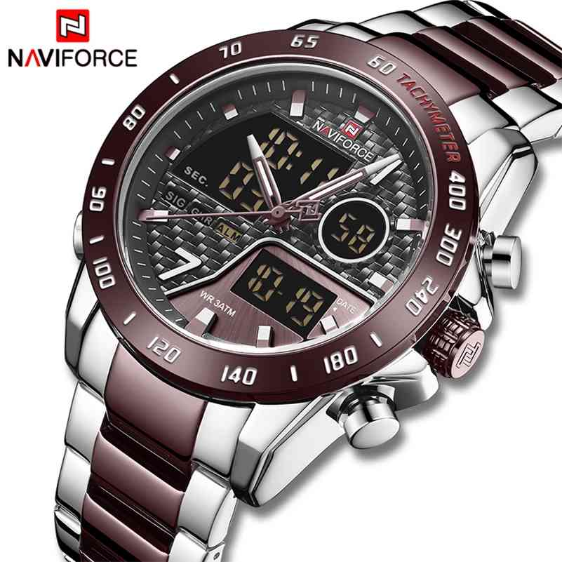 

NAVIFORCE Men Watch Top Brand Fashion Sport Mens Watches Military Waterproof Quartz Wristwatch Male Clock Relogio Masculino 210517, Silver black red