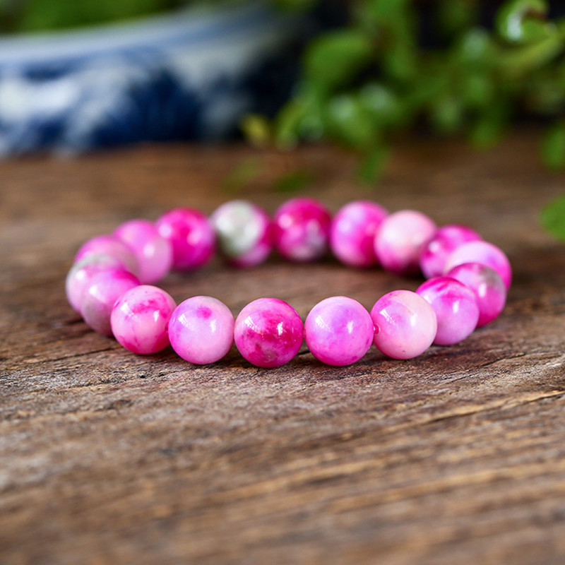 

Natural White Pink Jade Beaded Bracelets Women 6-10 Mm Charm Crystal Stone Brcelet DIY Accessories Gift Droship