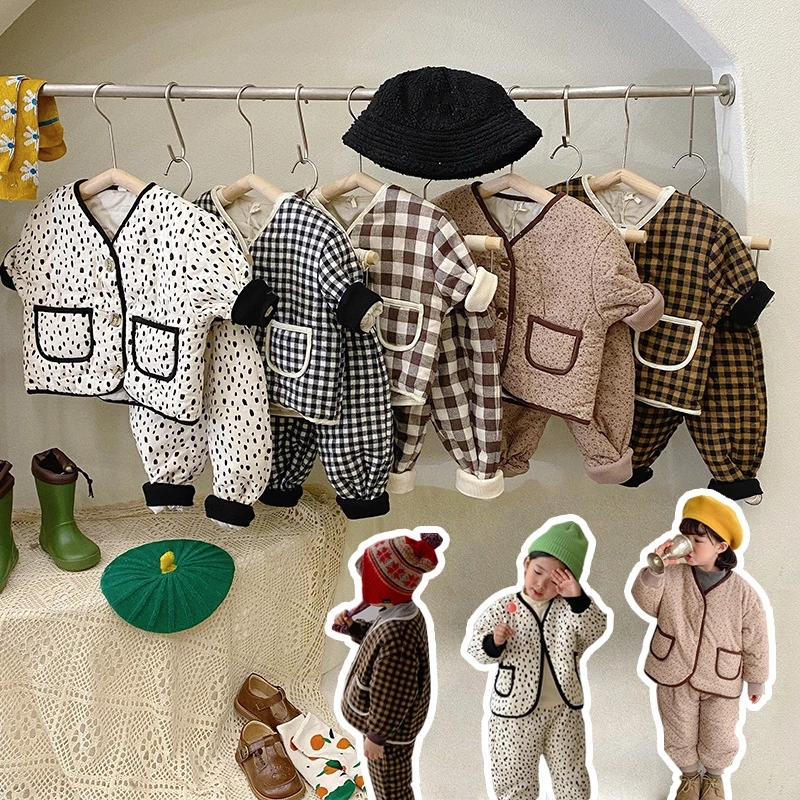 

Clothing Sets Girls Boys Suit Coat+Pants Cotton 2Pcs/Sets 2022 High Quality Winter Autumn Thicken Uniforms Outfits Warm Children Clothing, Black