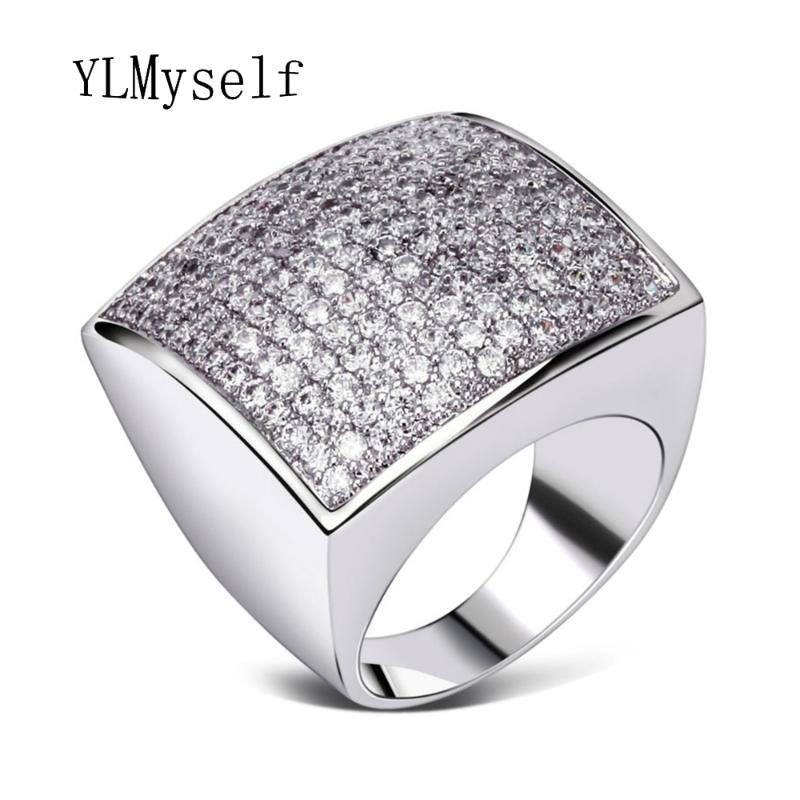 

Cluster Rings Unique Square Shape Big Ring High Quality Jewelry Classic Is Women Sparkly Zircon Jewellery Wholesaler Copper, Golden;silver