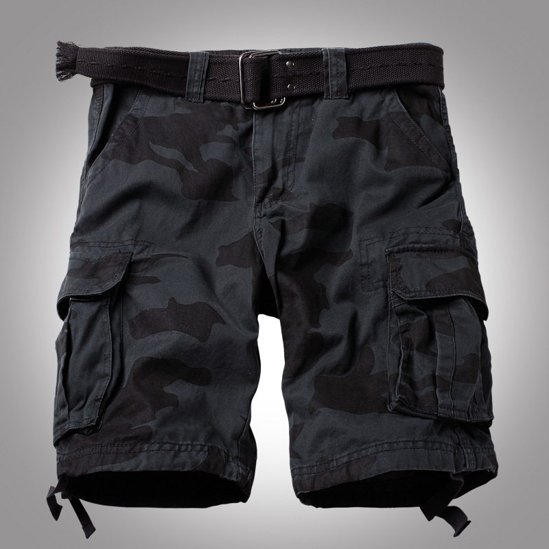 

Men's Shorts Battle Field Camouflage Cargo Casual Cotton Loose Baggy Beach Military Army Short Clothing Plus Size 29-42 WB19, Navy blue