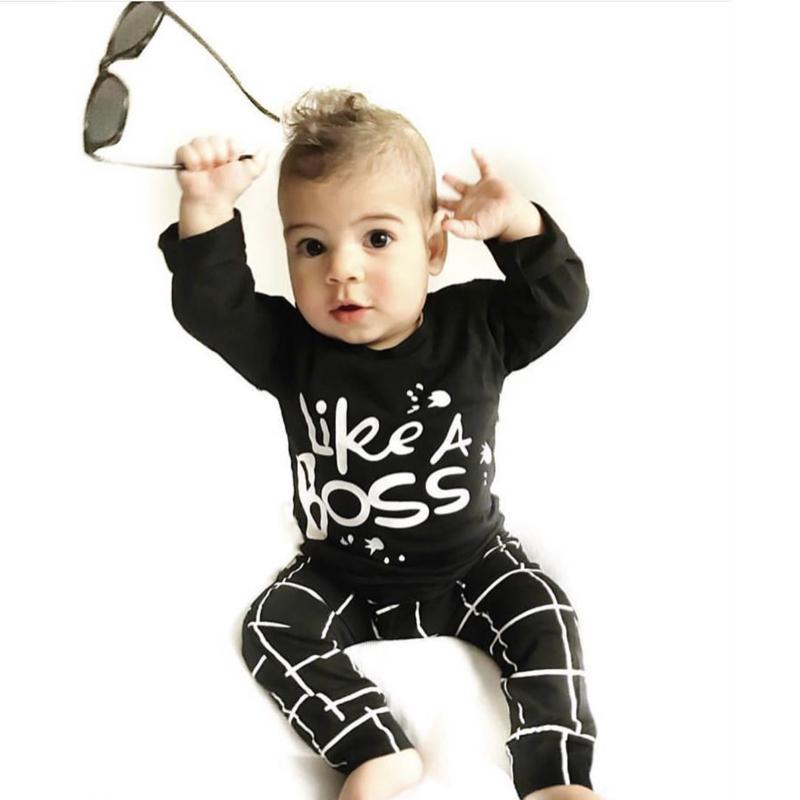 

Clothing Sets Est Baby Clothes Little Boy Personalized Letter Cotton Tops And Plaid Legging Pants 2pcs/set Casual Outfits, White