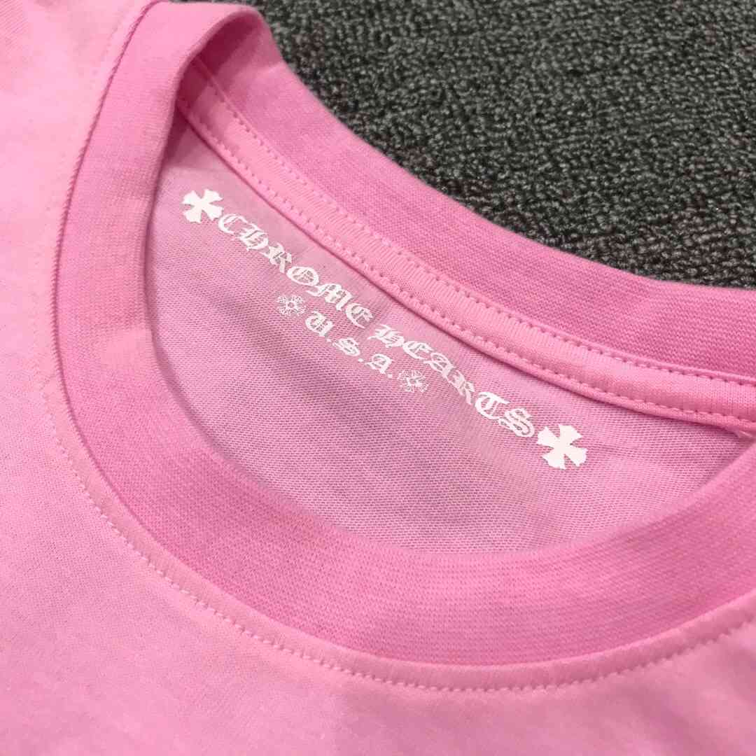 

Chome heart 2021 summer fashion brand crosin short sleeve T-shirt black and white check cross pink graffiti cotton loose t men's and wo, White;black