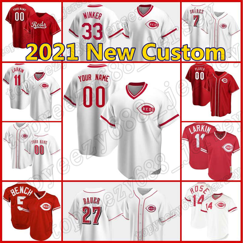 

19 Joey Votto Custom 5 Johnny Bench 7 Eugenio Suarez Red Baseball Pete Rose Barry Larkin 30 Ken Griffey Jr 17 Chris Sabo Cincinnati Jerseys, Blue;black
