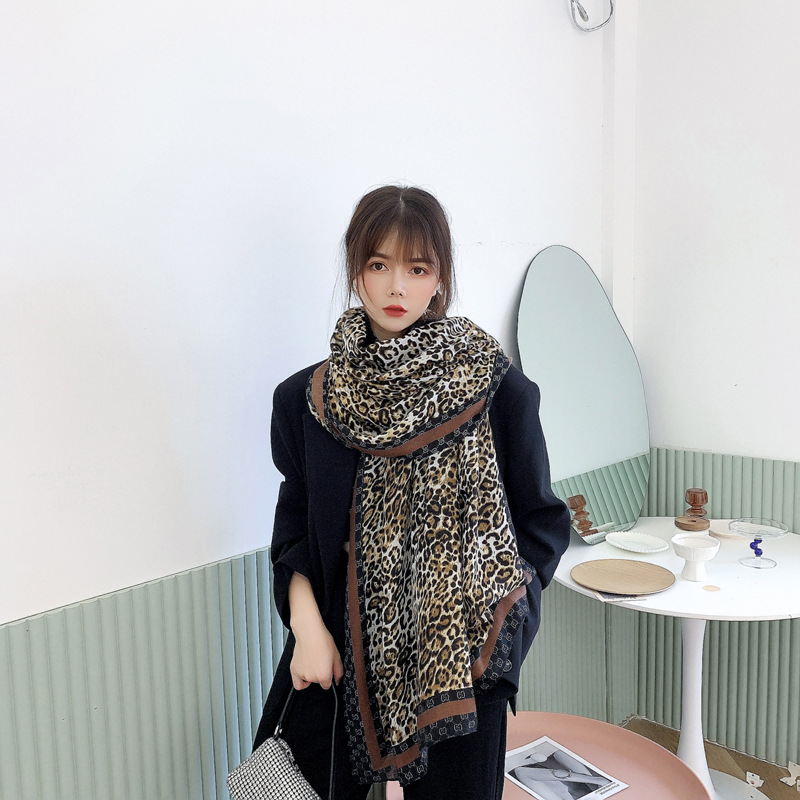 

Autumn and Winter New Womens Scarf Fashion Printed Leopard Print Letter Stripes Warm Scarf Thickened Scarf Wholesale