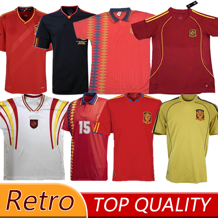 

2002 Spain soccer jersey 02 World Cup Home #7 RAUL #5 PUYOL #6 Hierro Retro version Man football uniform S-XXL, Black;yellow