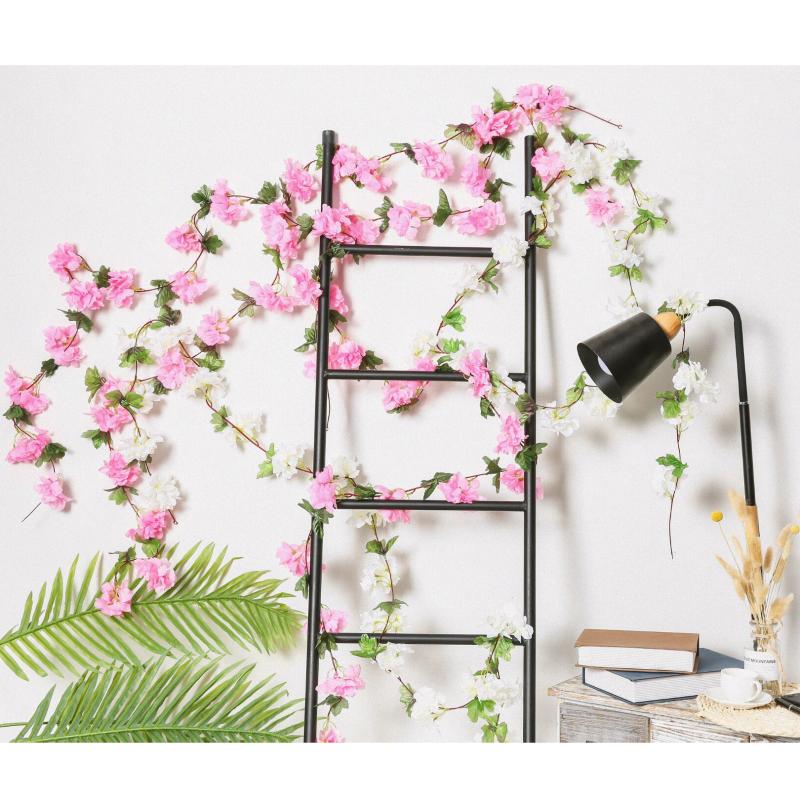 

Decorative Flowers & Wreaths Artificial Cherry Blossom Rattan Fake Vines Christmas Garlands DIY Autumn Wreath Wall Hanging Garden Home Decor, White