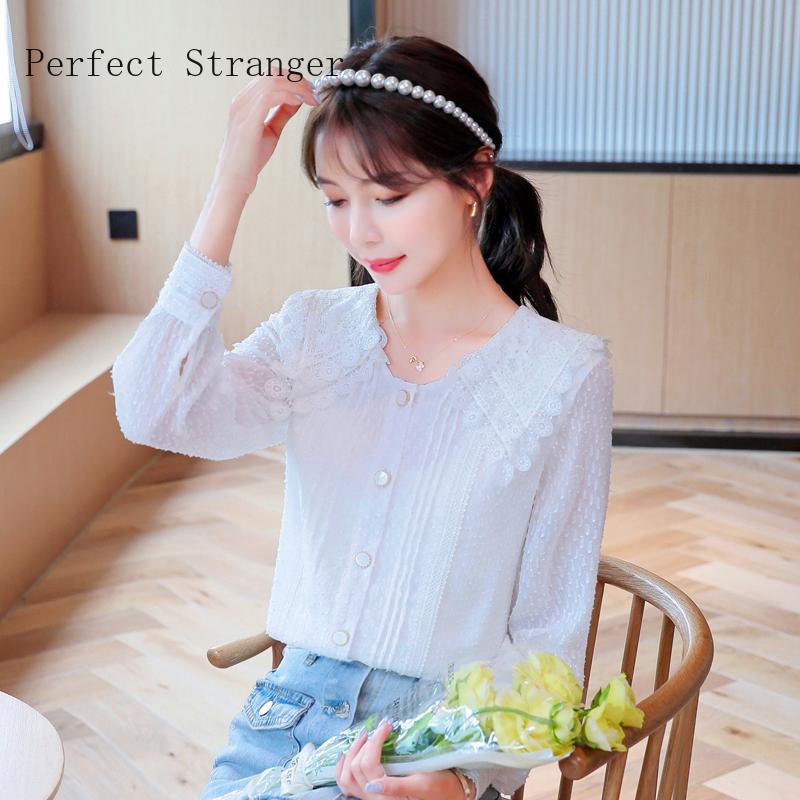 

Autumn Arrival V Collar Long Sleeve Women Chiffon Blouse High Quality Women's Blouses & Shirts, White