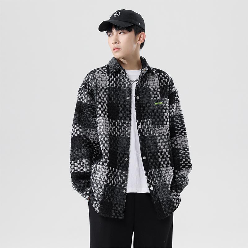 

Men's Sweaters Retro Men Knitted Sweater Coat Autumn Winter Fashion Designer Cardigan Plaid Slim Male Jacket Cotton Casual, Black gray