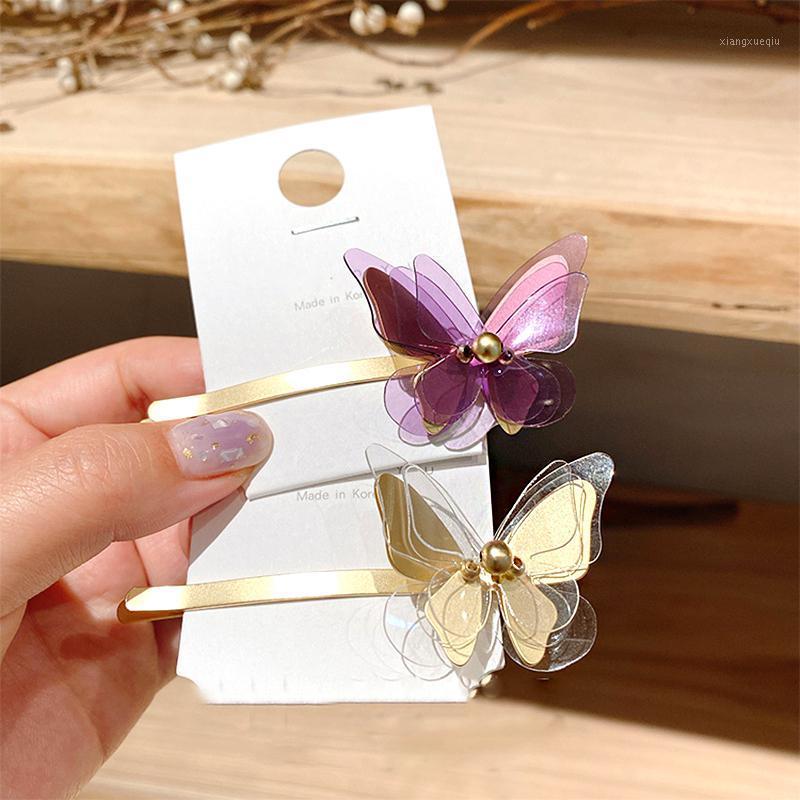 

Korea Acrylic Transparent Butterfly Cartoon Hairpin Women Purple Children Fashion Hair Barrettes Headband Accessories Clips &, Golden;silver