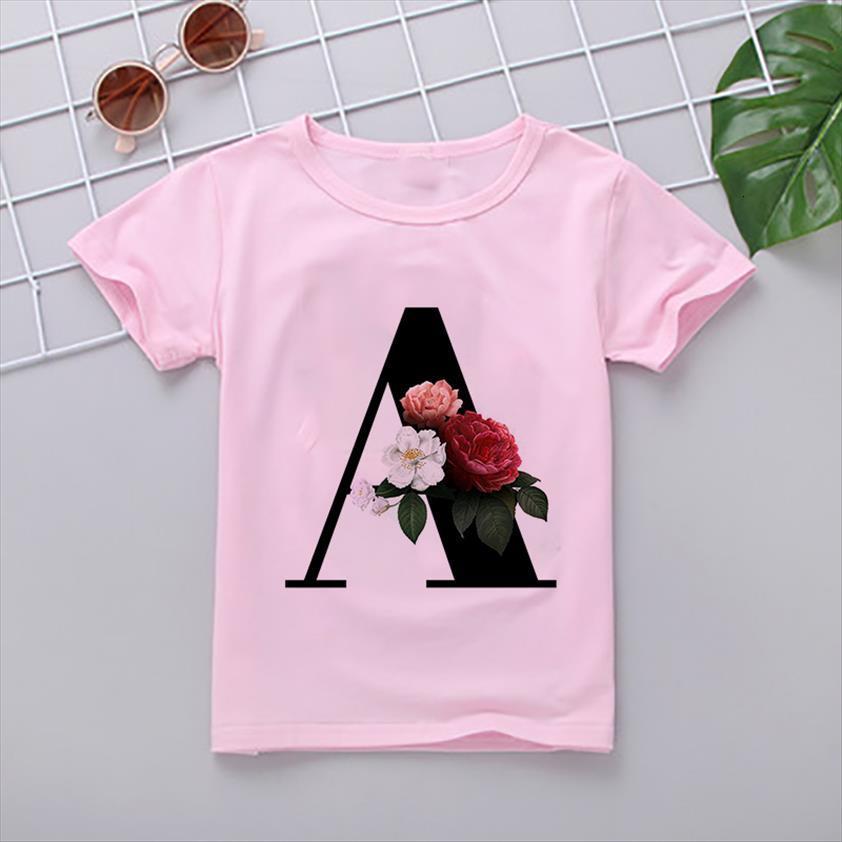 

Alphabet Girl T Shirt Flower Birthday Fille Casual Clothes Pink Cute Boy Round Neck Top, Blue