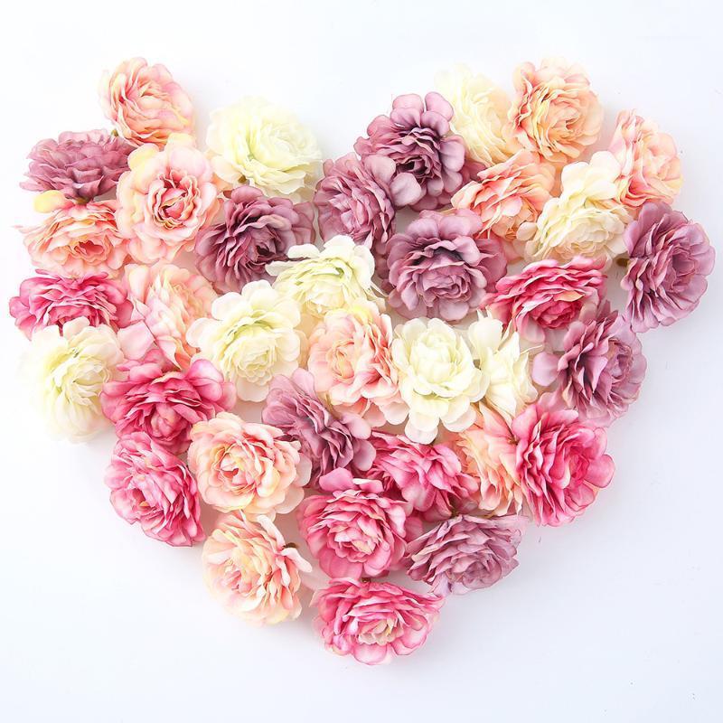 

Decorative Flowers & Wreaths Artificial 5Cm Silk Rose Head Diy Home Room Wedding Decoration Christmas Wreath Gift Year Decor 2022