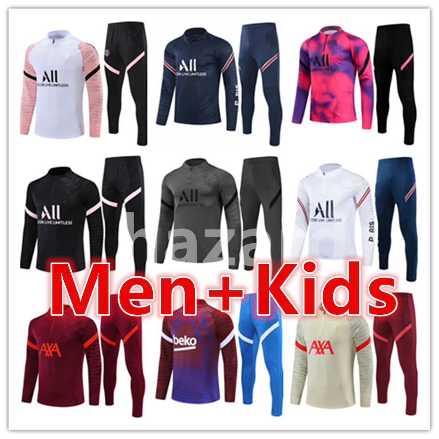 

2021 2022 MESSI Tracksuit Men Football training suit tracksuits sets 21 22 MBAPPE BENZEMA Soccer tracksuit Survetement Maillots de Foot Enfants Kids Chandal Kits, 13