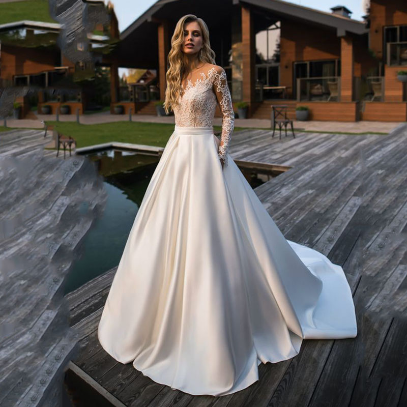

robe de mariee satin wedding dress wedding party Dress vestido novia Robe De Soiree bride to be, White