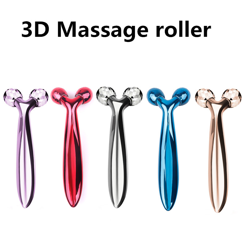 

3D Roller Massager Y Shape 360 Rotate Thin Face Body Shaping Relaxation Lifting Wrinkle Remover Facial Massage Tool, Y roller gold