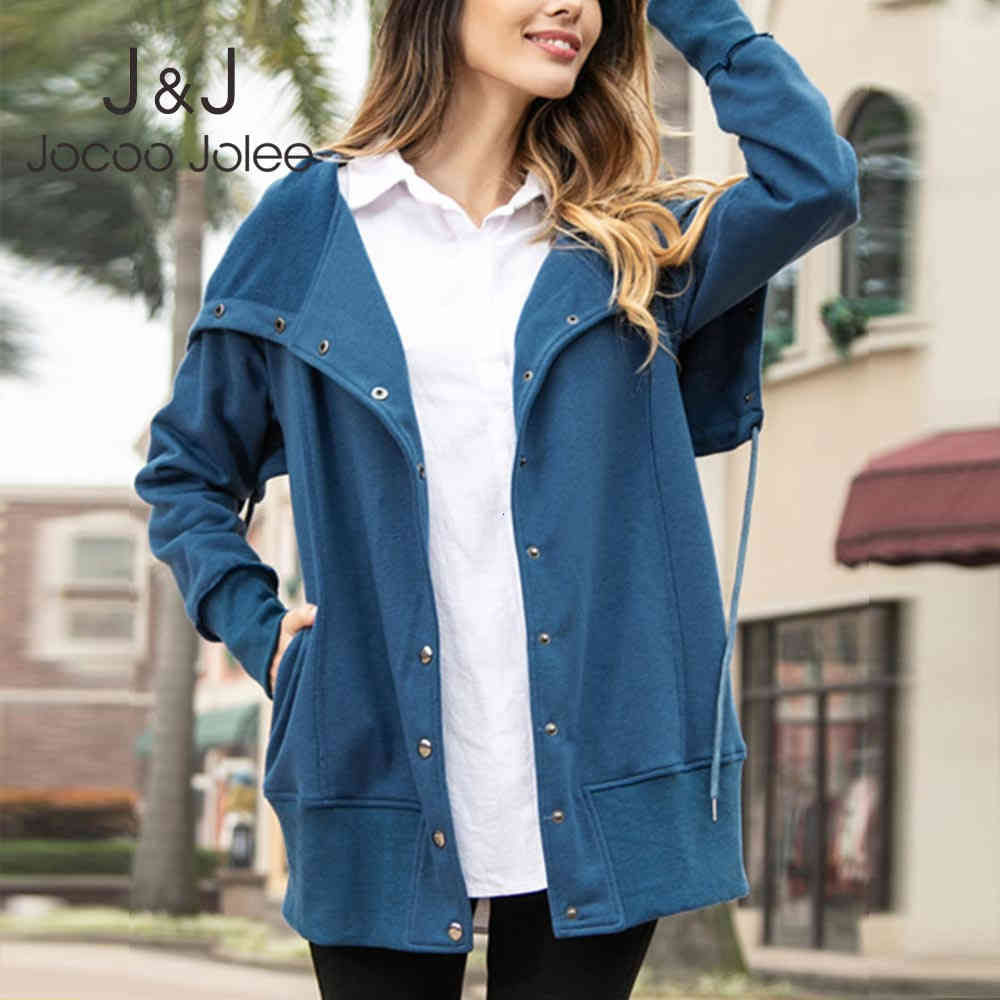 

Jocoo Jolee Women Casual Solid Single-breasted Hoodies Autumn Long Sleeve Warm Velvet Loose Sweatshirts Plus Size 3XL Coats 210518, Yellow