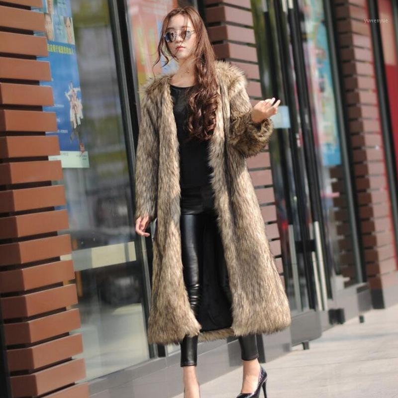 

Women' Fur & Faux Autumn Winter Womens Long Coat Woman Jacket Plus Size Overcoat For Women, Grass yellow