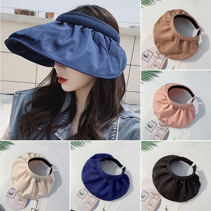 

Women Hairband Shell Top Hat Anti Ultraviolet Sun Big Eaves Folding Free Outdoor Summer Wide Brim Hats, 03