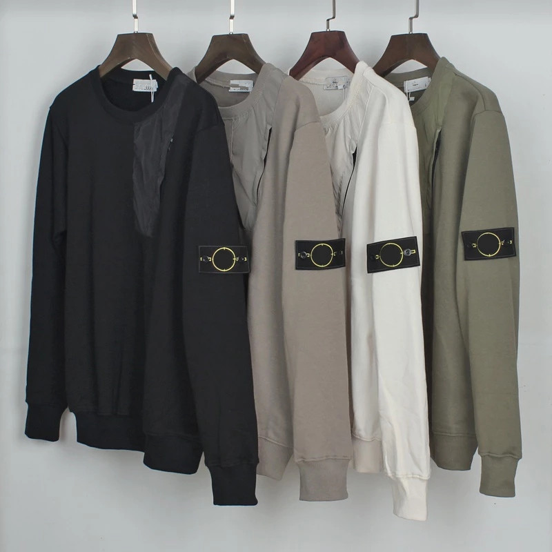 

4 Colors 2021 Autumn Zipper Pocket Men Casual Long Sleeve Couple Loose O-neck Sweatshirts, Black