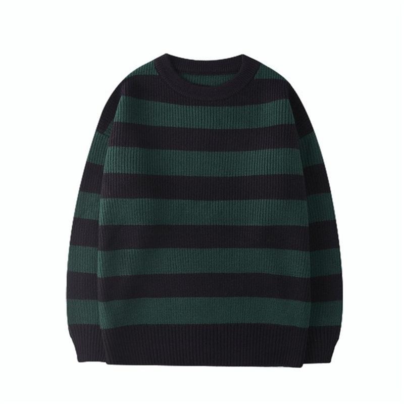 

Men's Sweaters Harajuku Streetwear Striped Sweater Knitted Jumpers Men Women Vintage Pullovers Tate Langdon Same Style, White