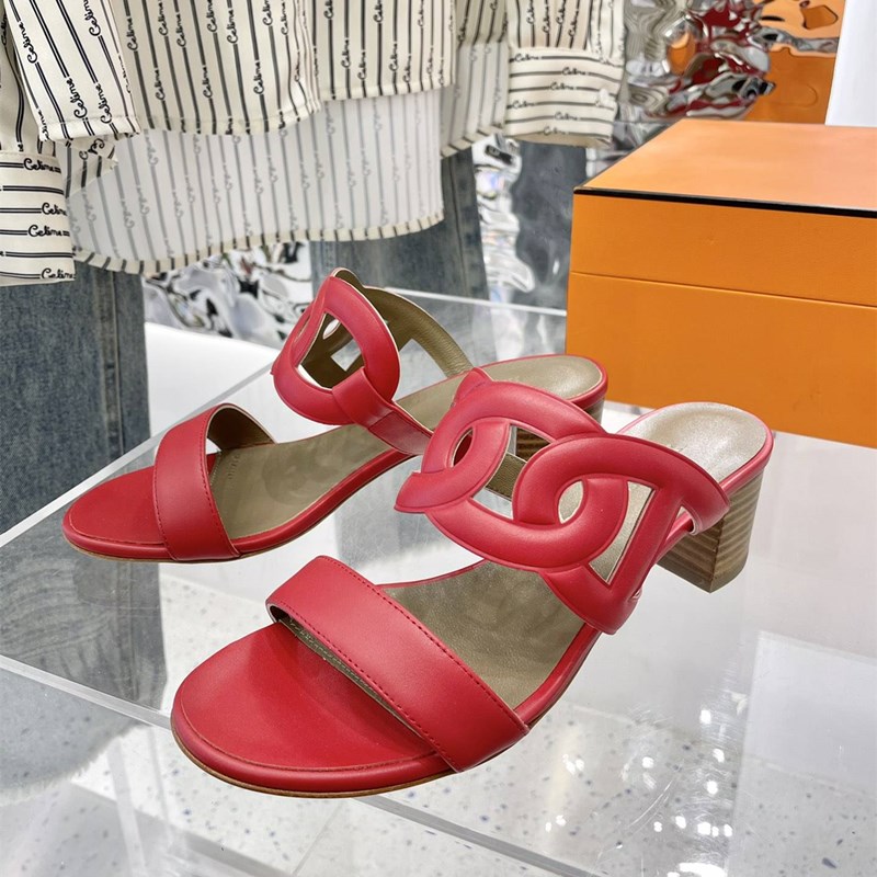 

Summer European American Sandal Fashion and stable Ladies' Chunky Heel with twist graphic design trim in red and silver sizes 35-40, Black