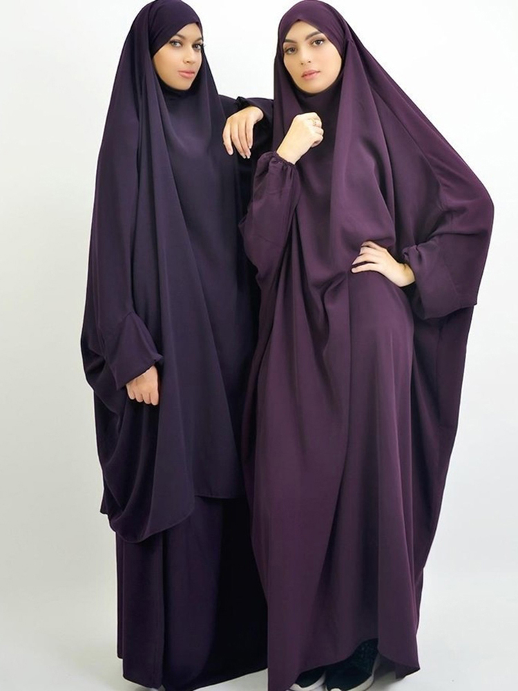 

Ramadan One Piece Prayer Outfit Islam Muslim Women Abaya Jilbab Hijab Dress Prayer Dress with Attached Scarf Hajj Islam Clothes