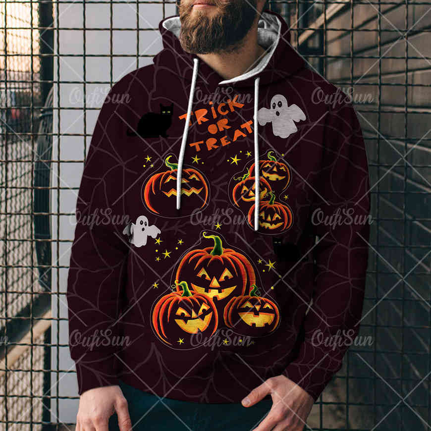 

men's hoodie 3d print sweater halloween horror sweater 3d sweater digital print hat qgkf, Black