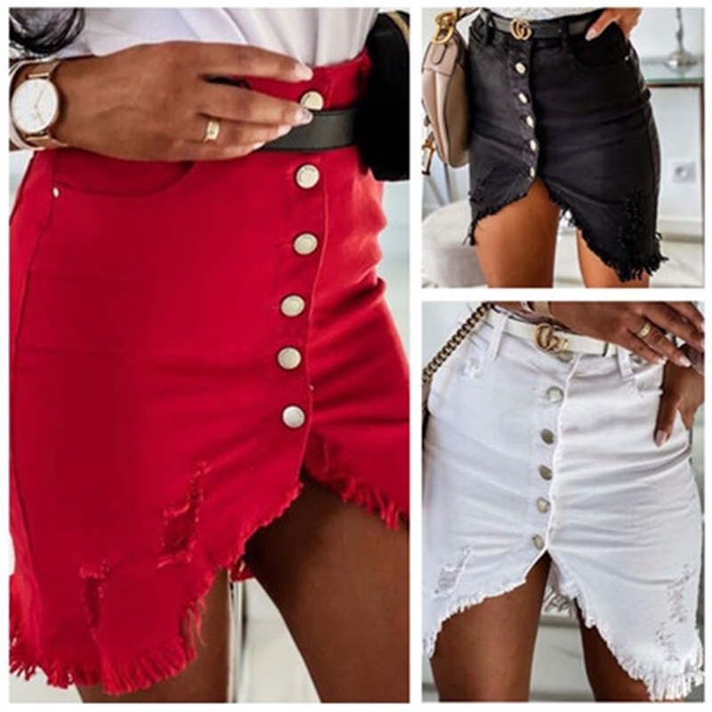 

skirt Get out female high waist, ask for irregular skirt stretch jeans with free (no belt), Black