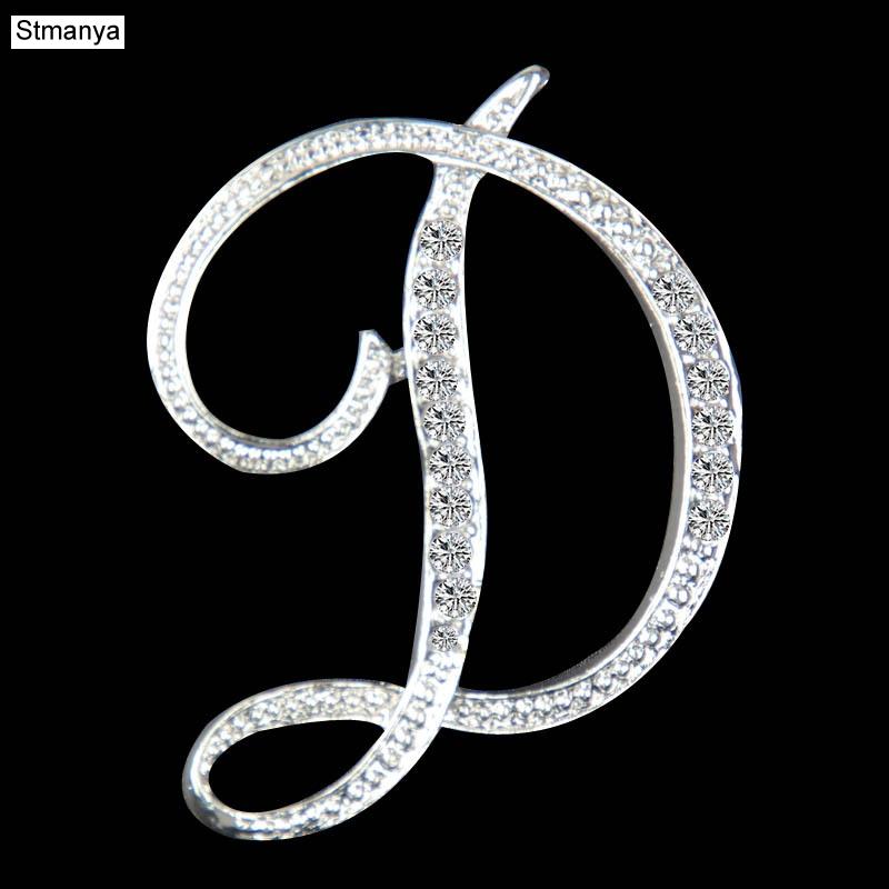 

Pins, Brooches DIY A-Z Letters For Men Women Silver Color Metal Brooch Pins Simple Letter Name Party Gift Jewelry H1305, Gray