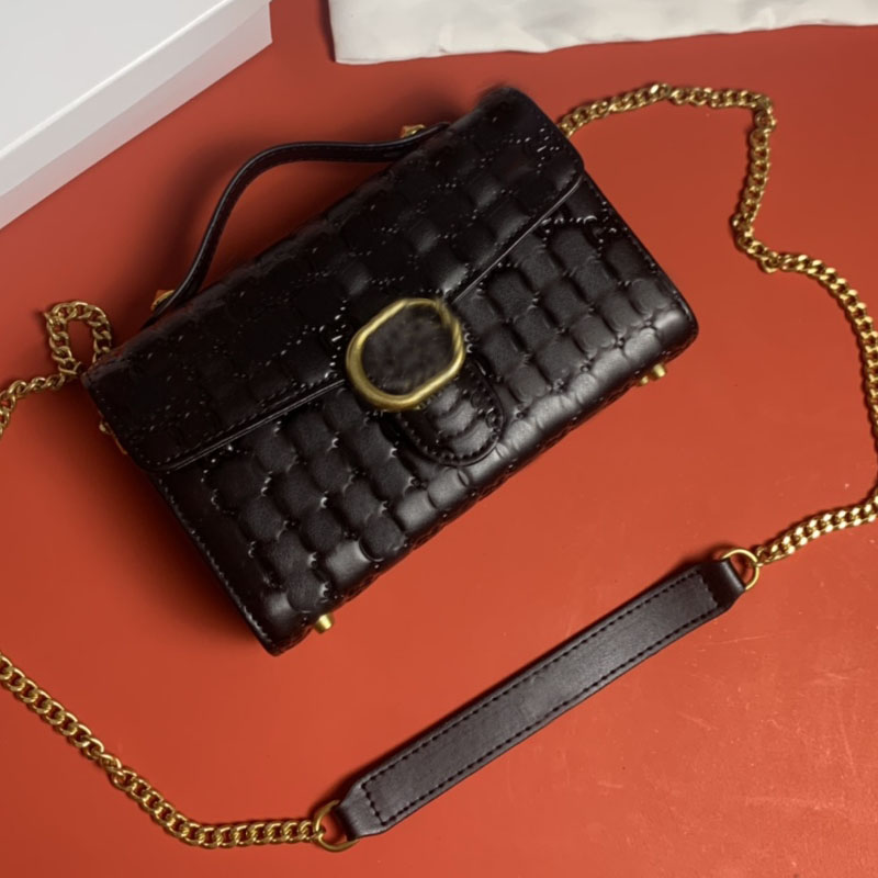 

Small Exquisite Women's Cowhide Handbag Shoulder Envelope Small Square Bag Cross Body Three Compartment Versatile Temperament, Black