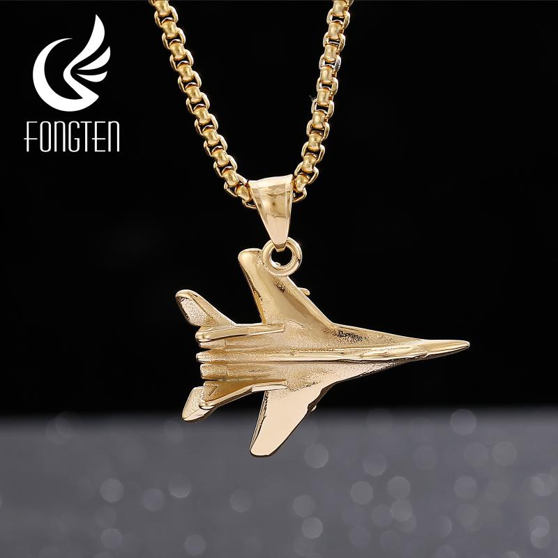 

Pendant Necklaces Fongten Aircraft Airplane Airbus Charm Plane Pendants Necklace Stainless Steel Classic Jewelry For Men Women Friend Travel
