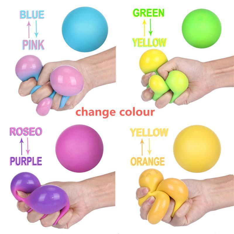 

Decompression Vent Ball Color-changing Balls finger toy TPR Soft Rubber Squeeze Color changing Rebound Flour Kneading Toys