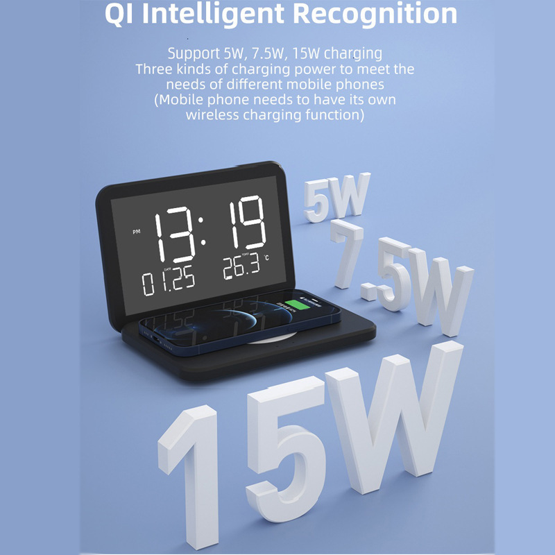 

wannian electronic dk calendar with mobile phone wirels charger mirror alarm clock