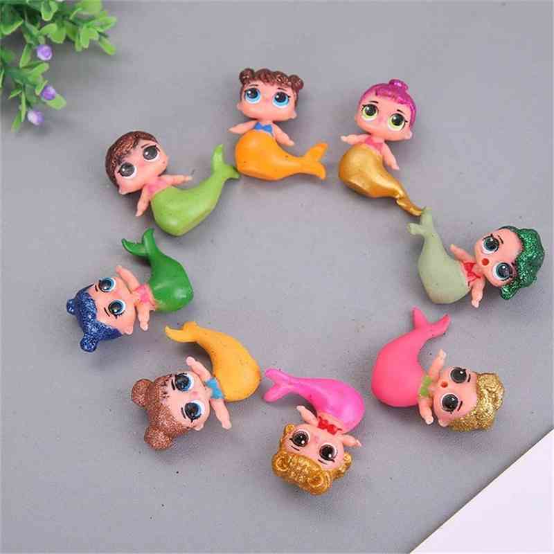 

Kids toys 8pcs surprise mermaid cartoon PVC doll gold powder doll mermaid anime toy cake decoration lol
