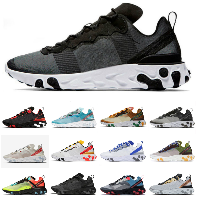 

2022 Fashion Epic react vision element 55 87 mens womens running shoes Photon Dust Triple Black White schematic Moss Volt Racer Pink outdoor sports trainers sneakers, Bubble package bag