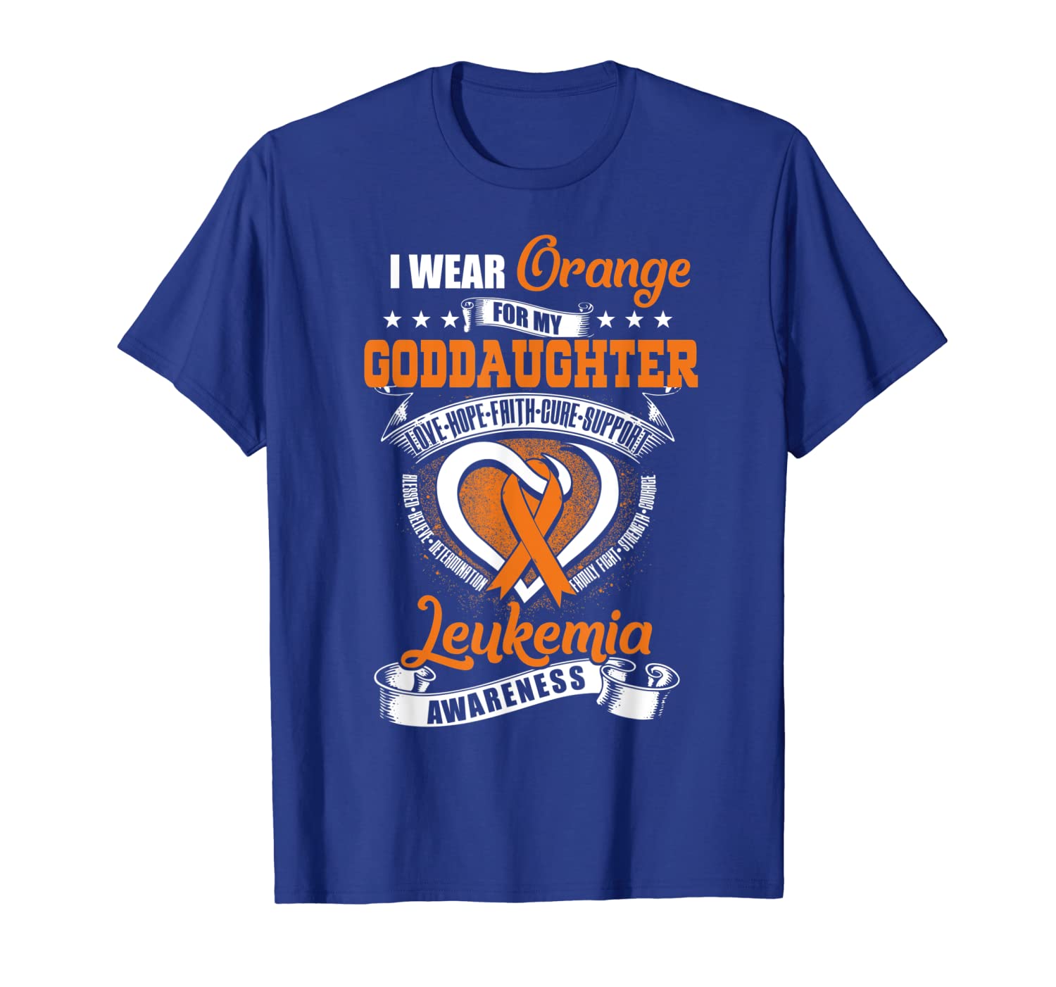 

i wear orange for my goddaughter leukemia awareness shirt, White;black